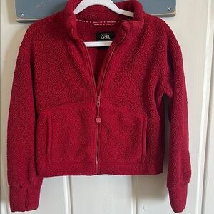 Athleta Girl Red Sherpa Fleece Jacket
